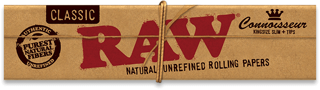 RAW Classic Connoisseur King Size Slim Rolling Papers with Tips x 24