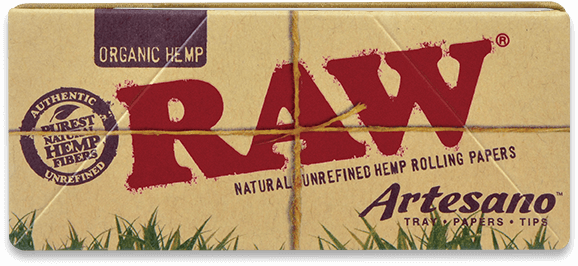 Raw Organic Hemp Artesano King Size Slim Rolling Papers w/ Tips and Tray x 15