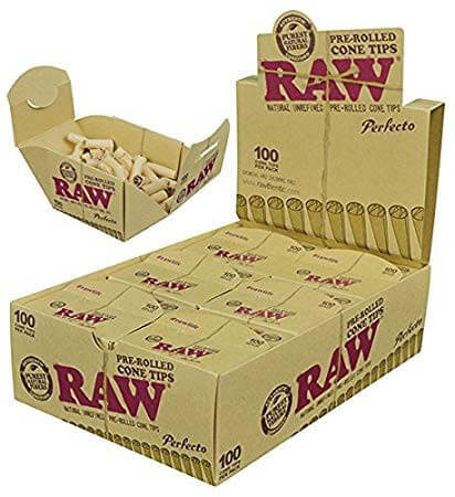RAW Pre-Rolled Cone Tips x 100