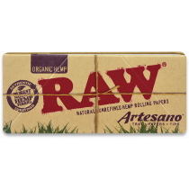 Raw Organic Hemp Artesano King Size Slim Rolling Papers w/ Tips and Tray x 15