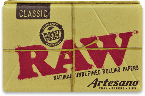 RAW Organic Hemp Artesano 1 1/4 Width Rolling Papers w/ Tips and Tray x 15